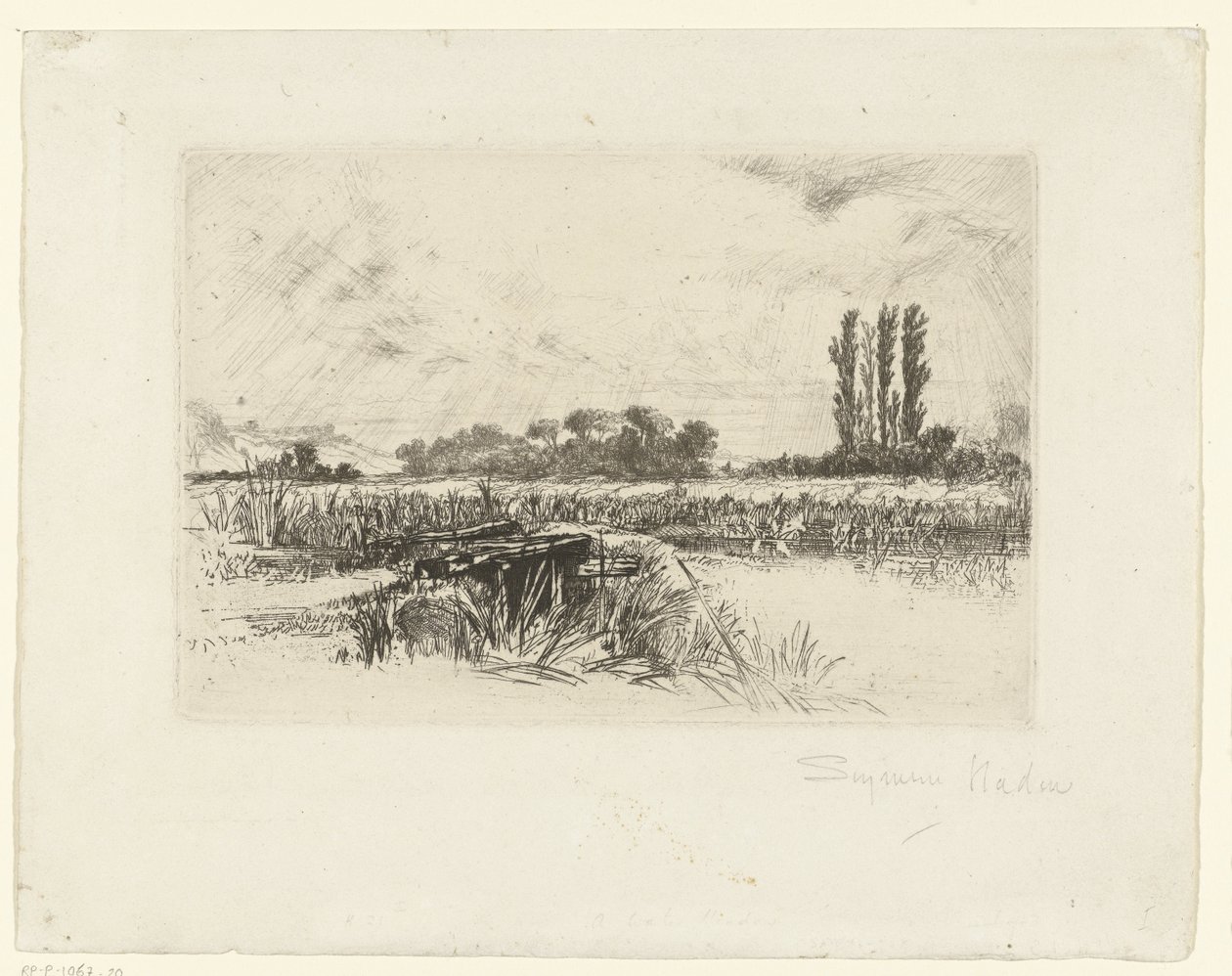 llanura aluvial un prado de agua de Francis Seymour Haden (Sir) (signed by artist)
