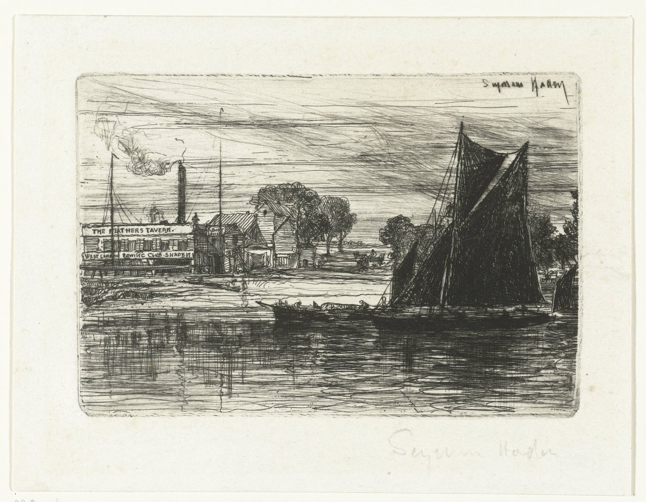 Club de remo del oeste de Londres La Taberna de las Plumas de Francis Seymour Haden (Sir) (signed by artist)