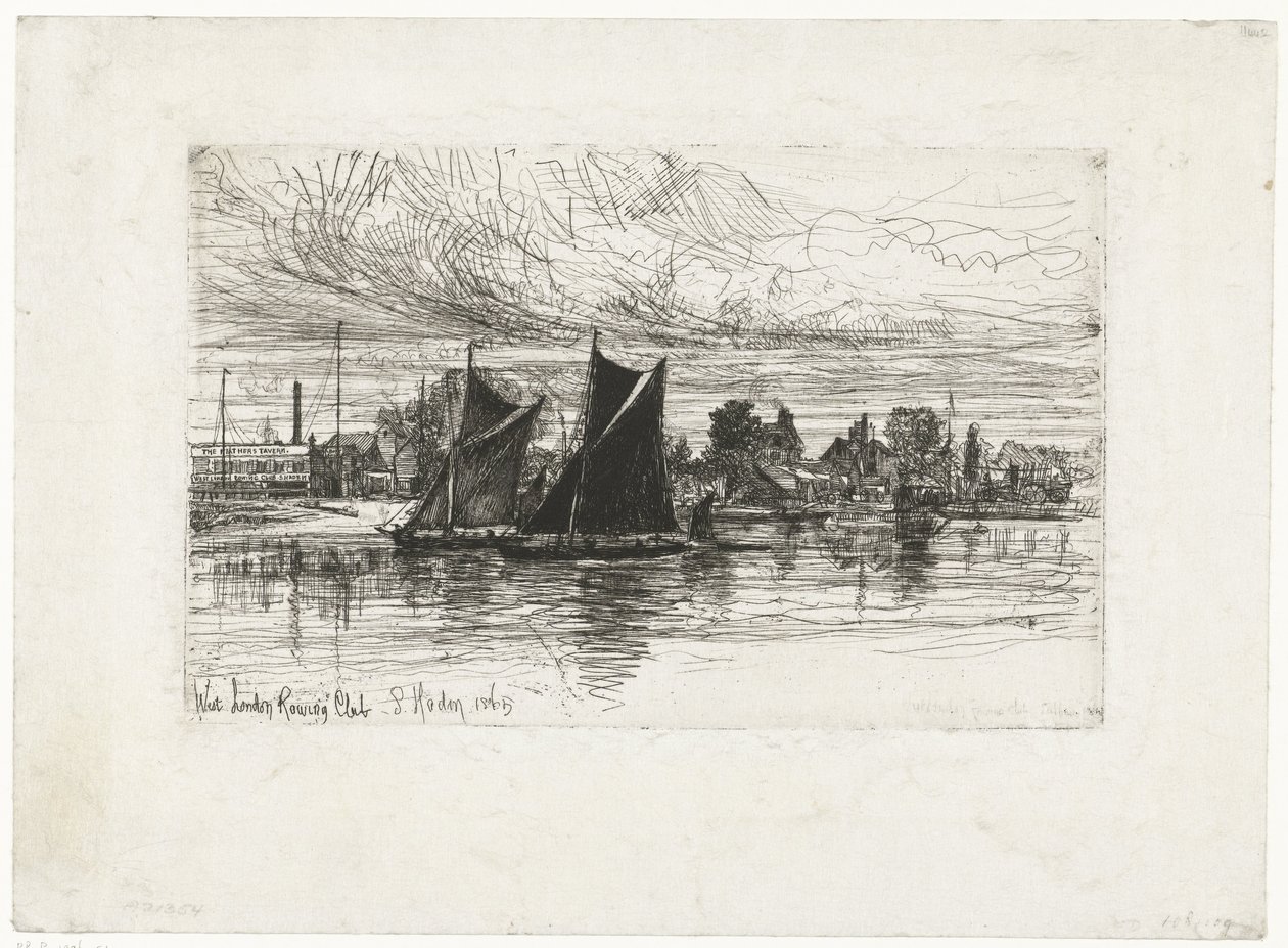 West London Rowing Club (título sobre objeto) de Francis Seymour Haden (Sir) (signed by artist)
