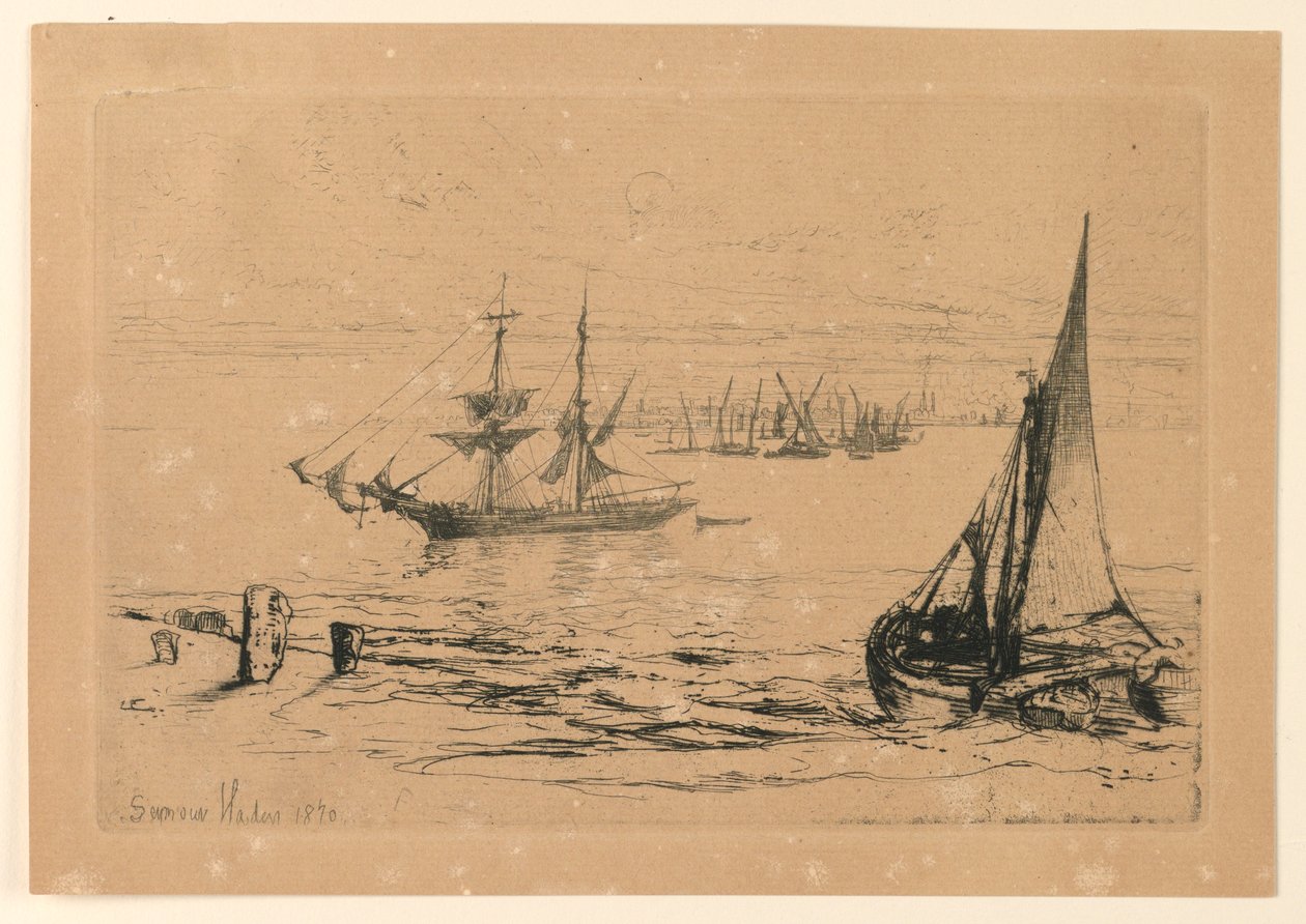 Un bergantín anclado de Francis Seymour Haden