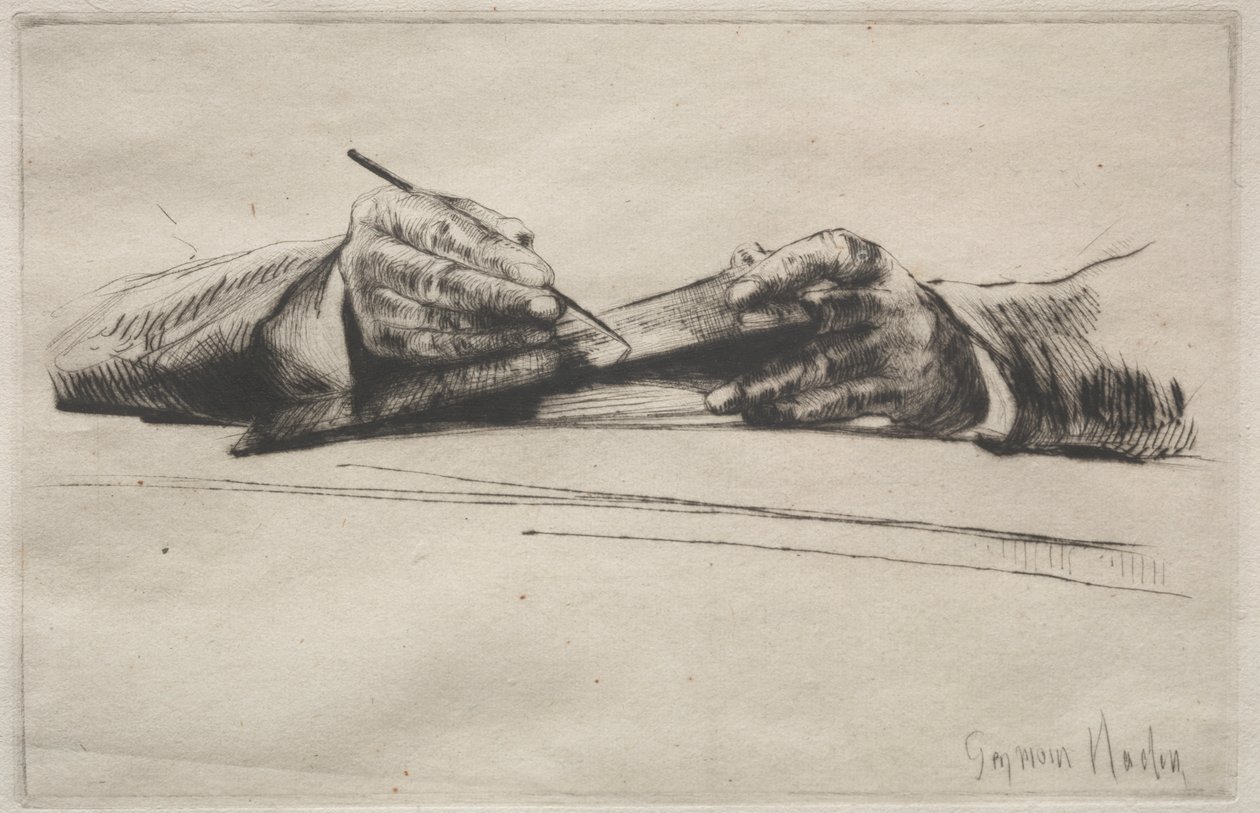 Manos grabando en seco de Francis Seymour Haden