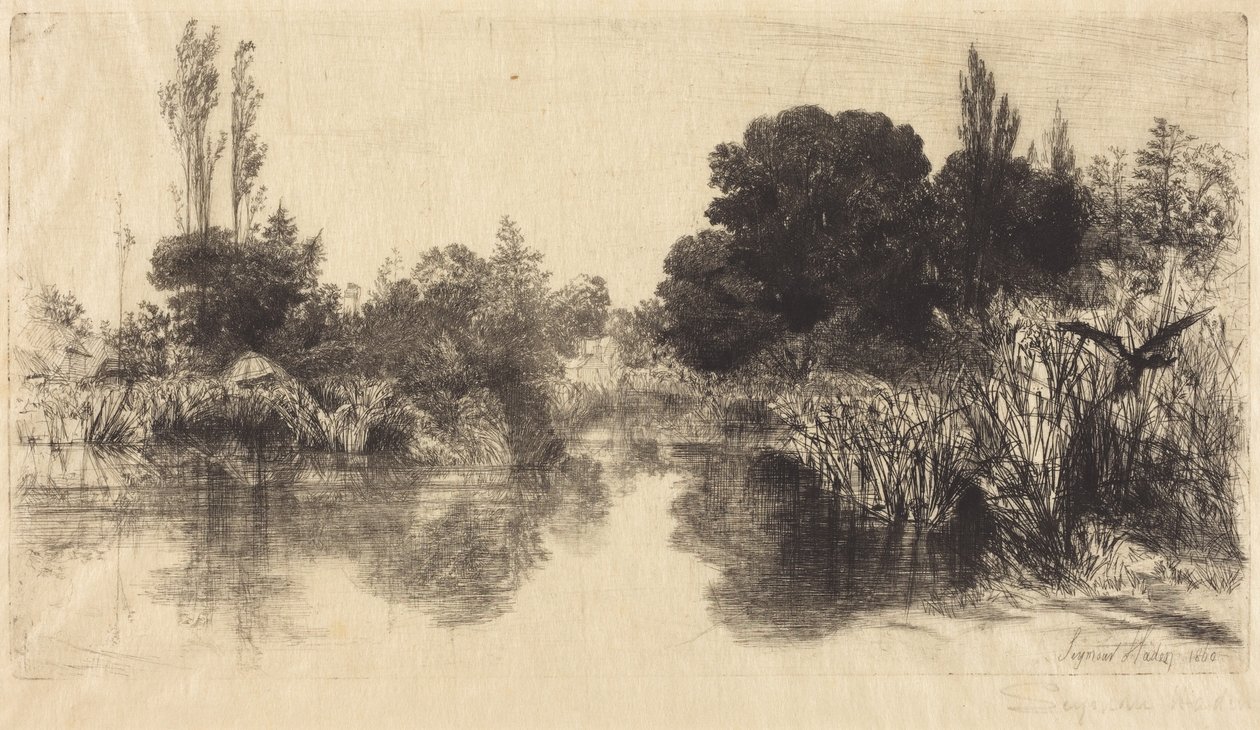 El estanque de Shere Mill (la lámina más grande) de Francis Seymour Haden