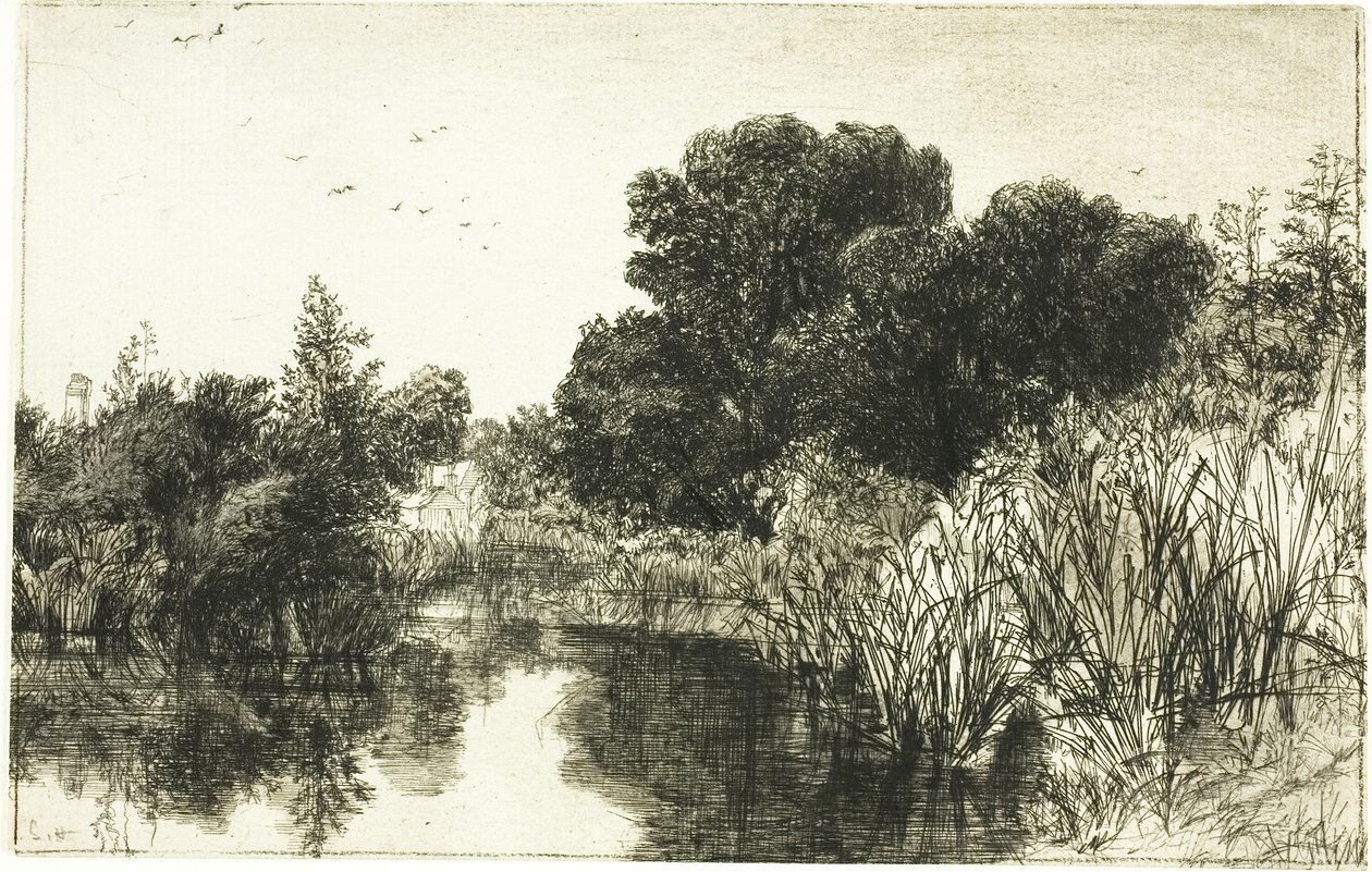 Estanque Shere Mill, No. II (gran lámina) de Francis Seymour Haden