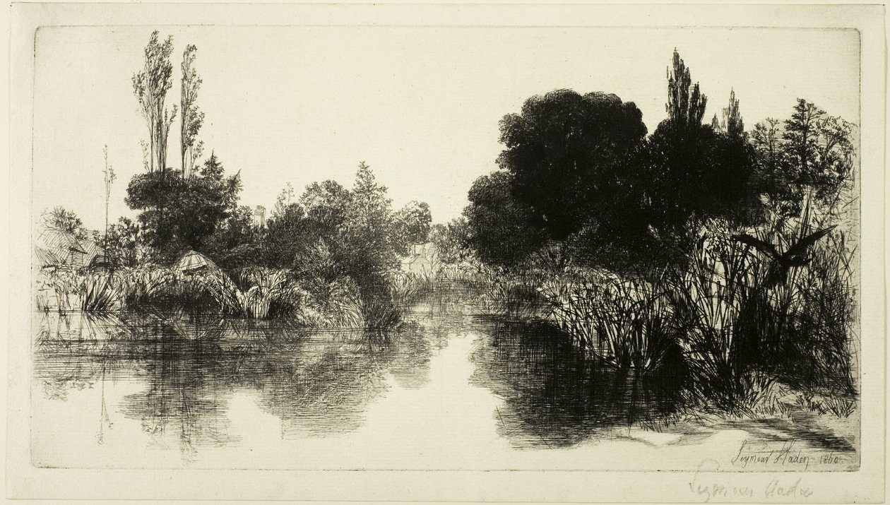 Estanque Shere Mill, No. II (placa grande) de Francis Seymour Haden