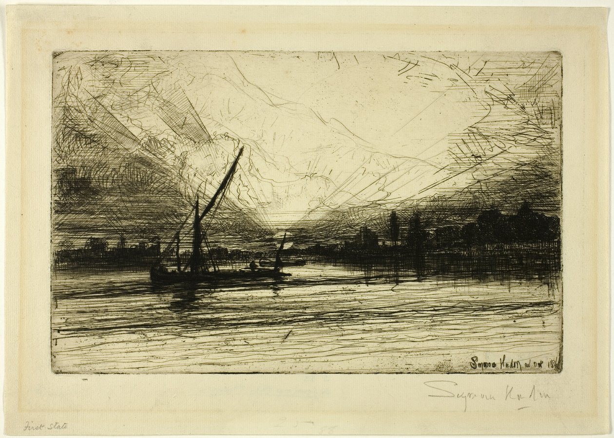 Atardecer en el Támesis de Francis Seymour Haden