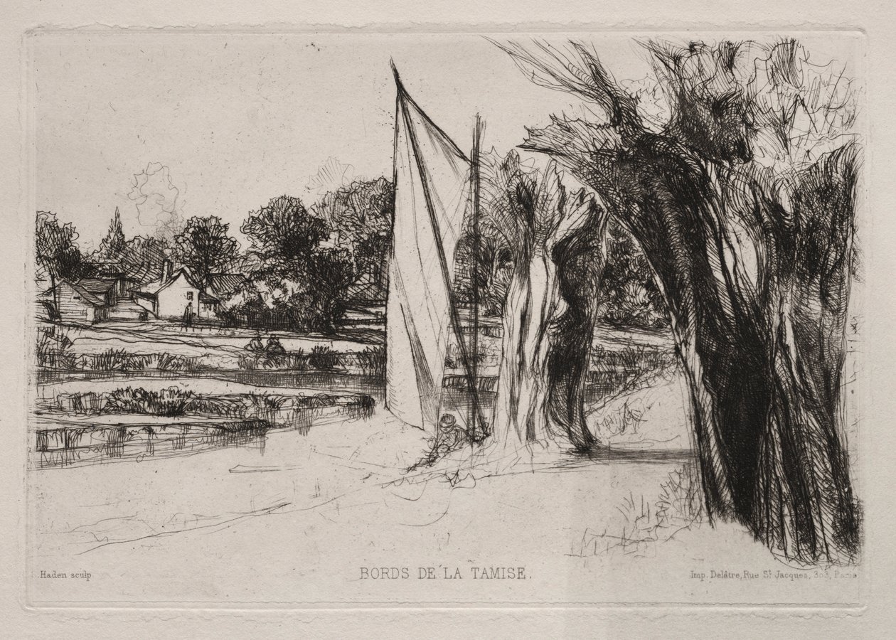 Thames Ditton - Con una Vela, 1864 de Francis Seymour Haden