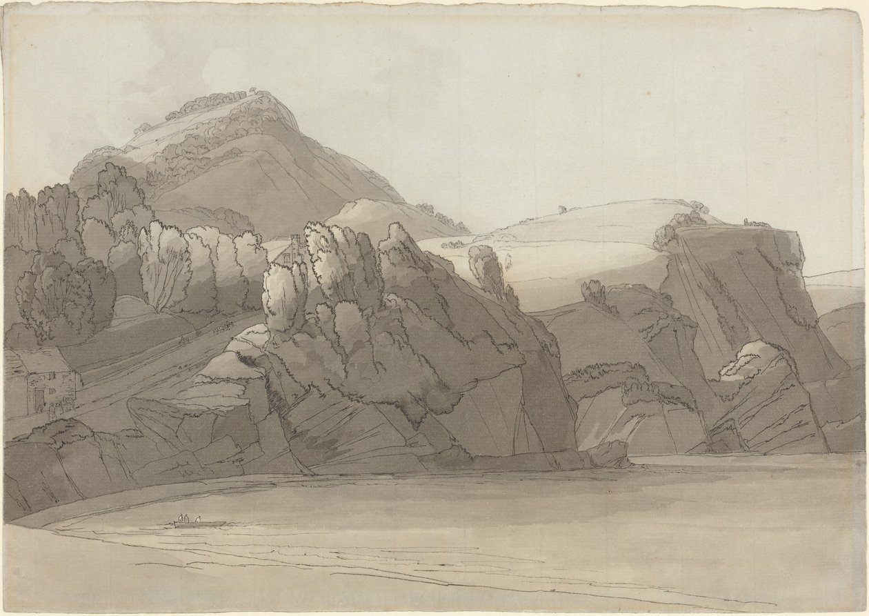 Una costa rocosa en Coombmartin, Devon (bahía de Combe Martin) de Francis Towne