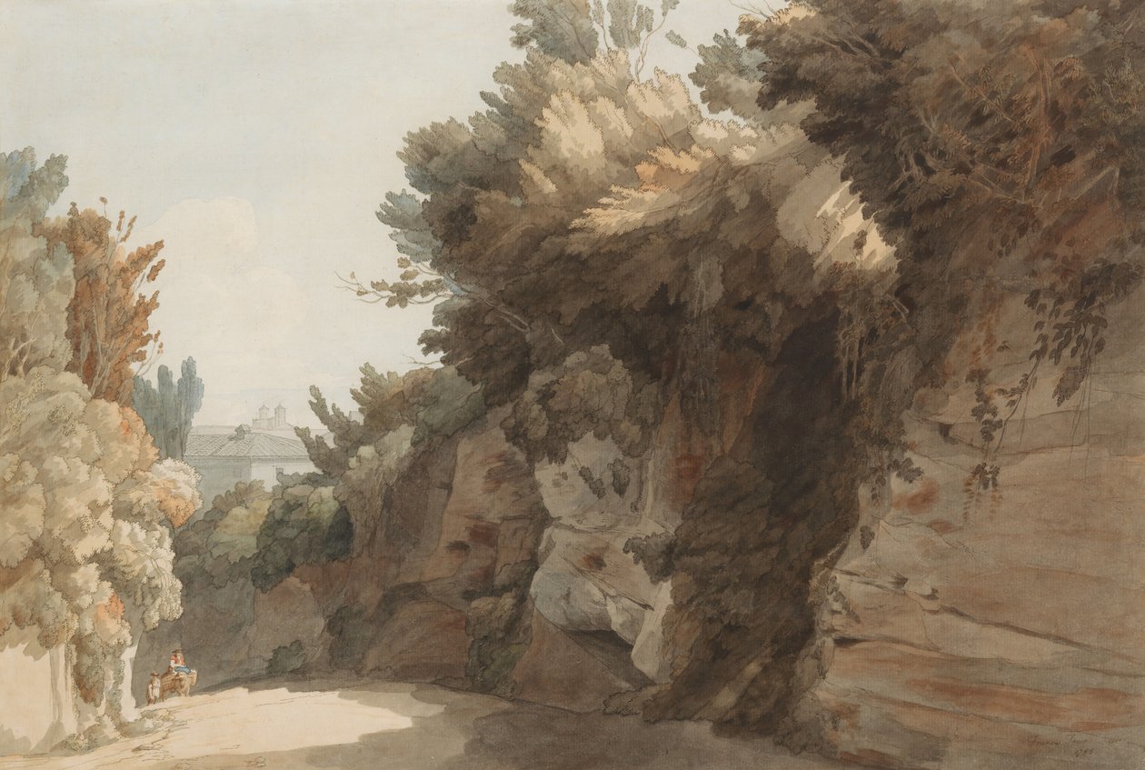 Una Vista Cerca del Arco Scuro, Mirando Hacia la Villa Medici, Roma, 1785 de Francis Towne
