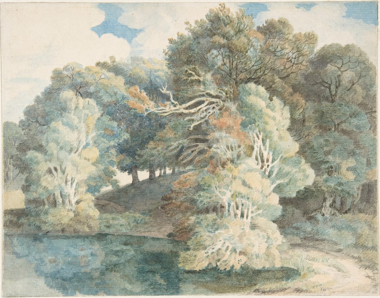 Árboles junto al lago, en Peamore Park, cerca de Exeter, Devon de Francis Towne