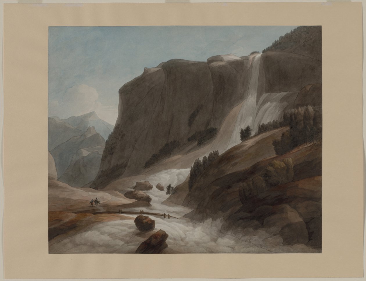 Cascada entre Chiavenna y el Monte Splügen, 1784 de Francis Towne