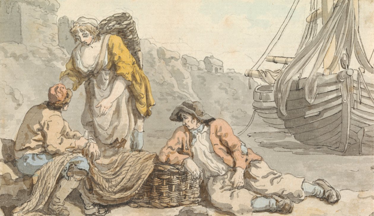 Pescadores con cestas y redes de Francis Wheatley