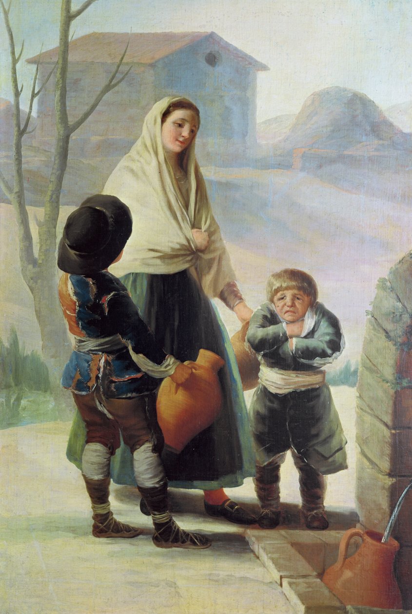 Una mujer y dos niños junto a una fuente, 1786-7 de Francisco de Goya