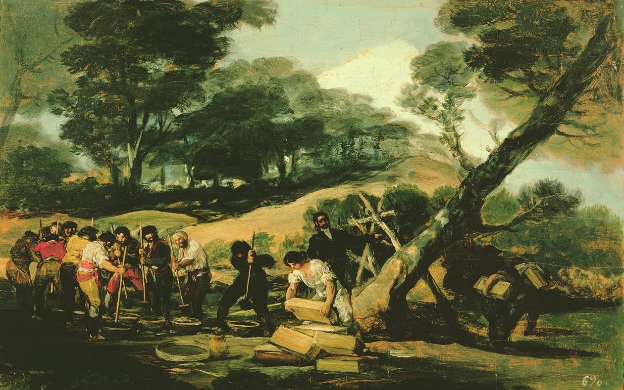 Fabricación Clandestina de Pólvora, 1812-13 de Francisco de Goya