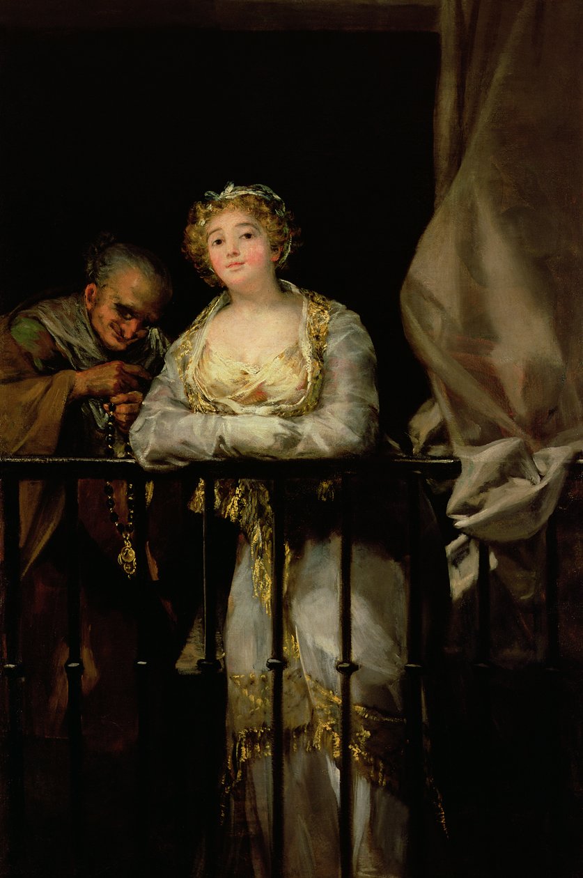 Maja y Celestina en un balcón, 1805-12 de Francisco de Goya