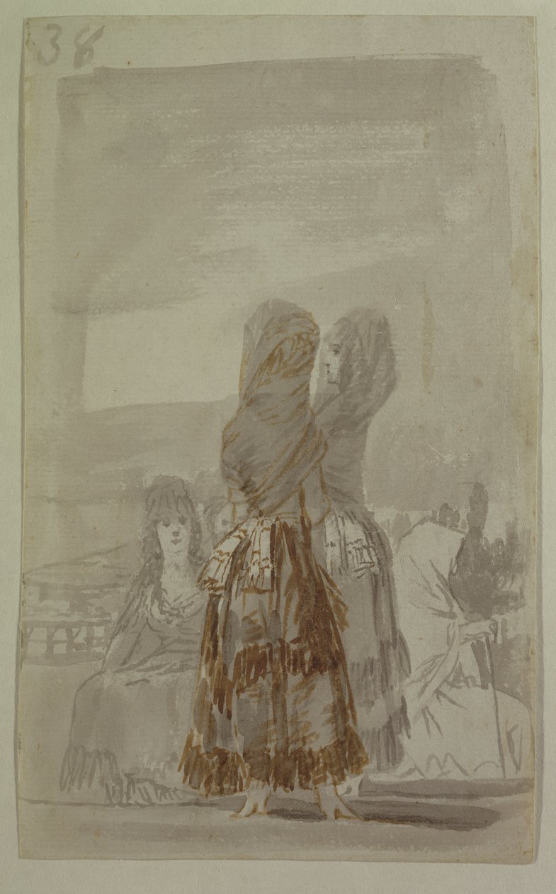 Majos desfilando en el paseo de Francisco de Goya