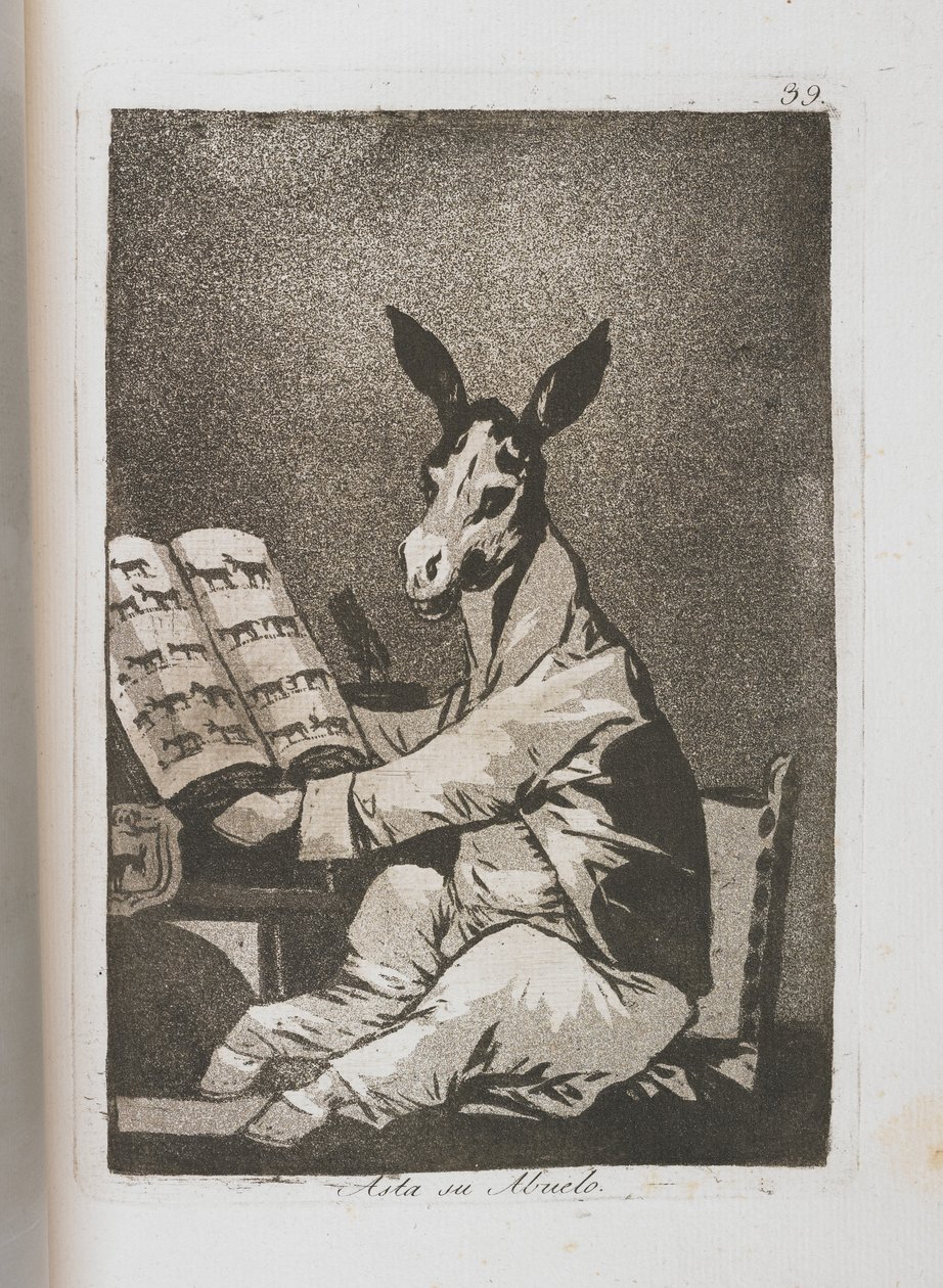 Placa de Los Caprichos [Hasta su abuelo], 1797-1798 de Francisco de Goya