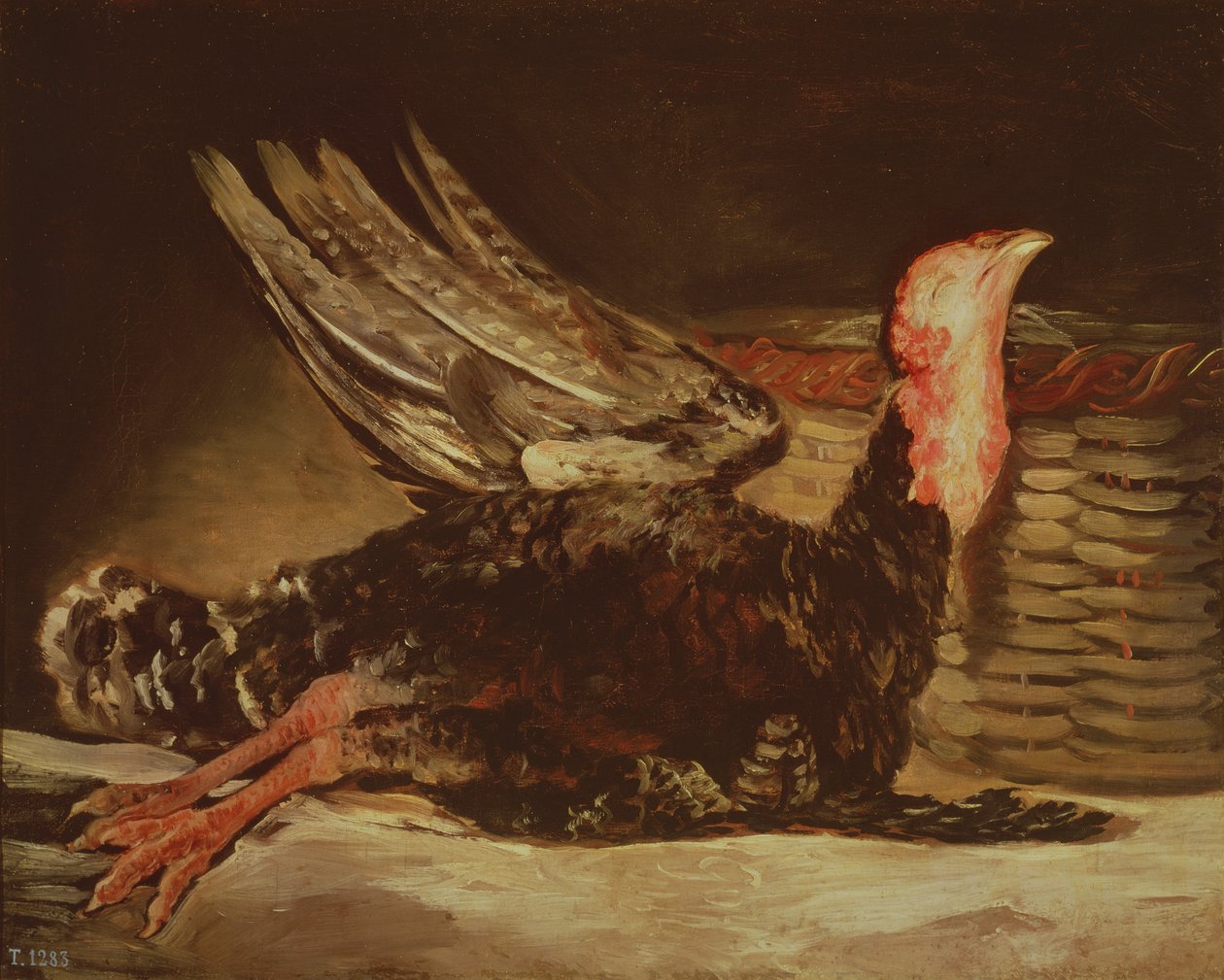 Naturaleza muerta de un pavo muerto y una cesta de mimbre, 1806 de Francisco de Goya