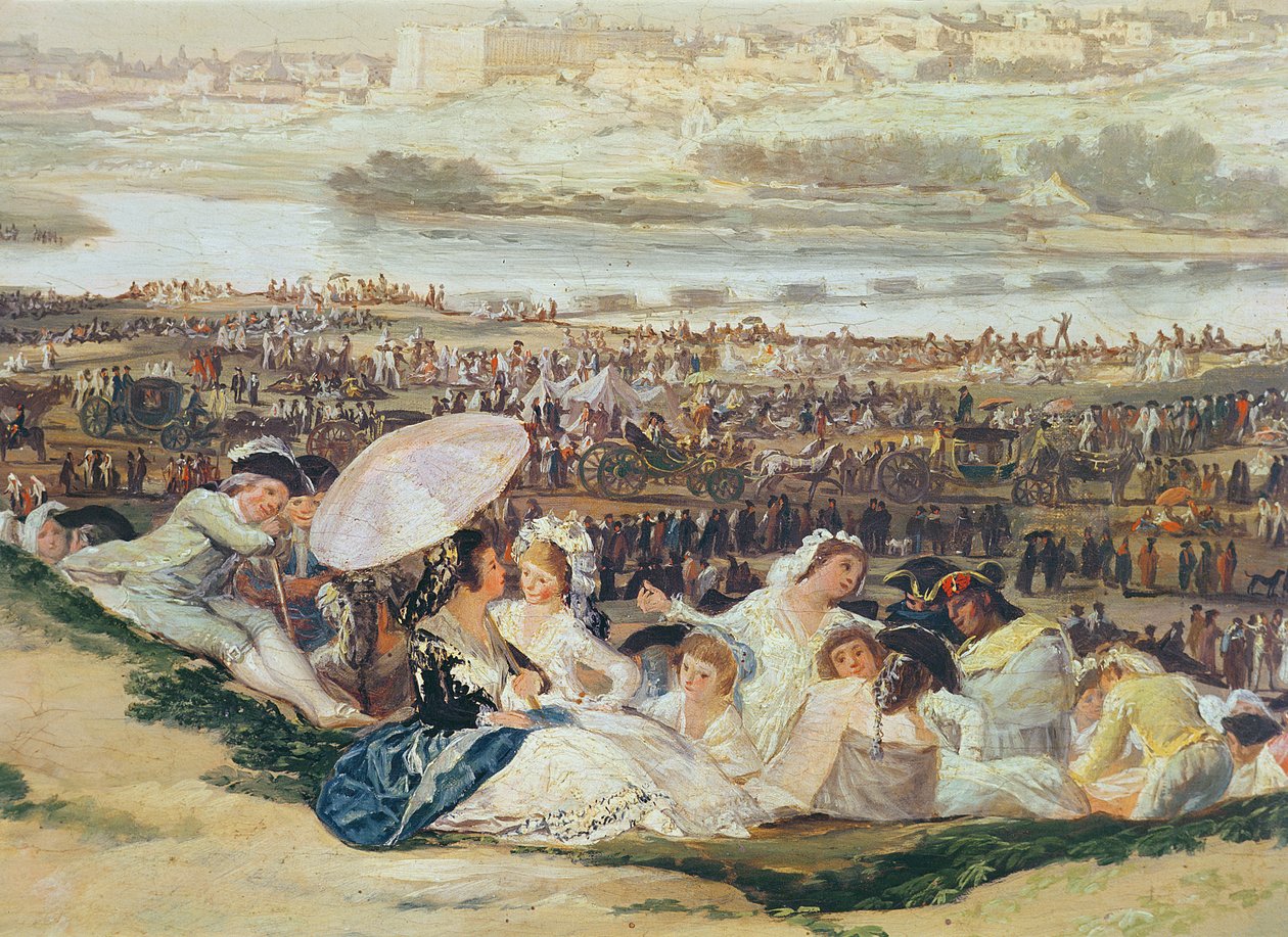 La Pradera de San Isidro (detalle de un grupo con un parasol) de Francisco de Goya