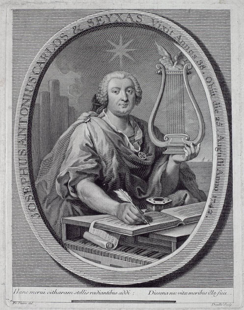 Retrato de Jose Carlos Seixas (1704-42) grabado por John Daulle (1703-63) de Francisco Vieira