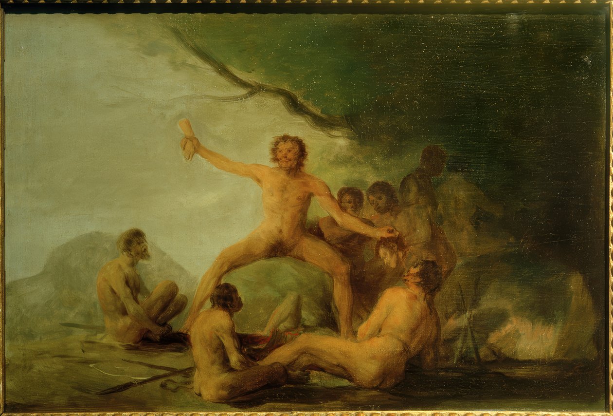 Caníbales mostrando restos humanos de Francisco de Goya