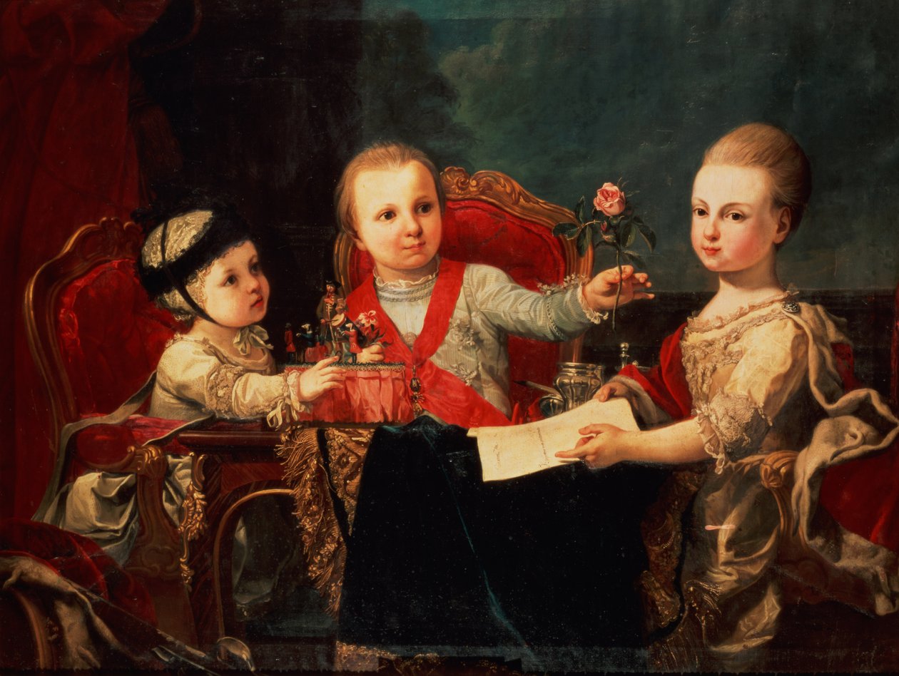 Tres príncipes, hijos de Carlos III de Francisco de la Traverse