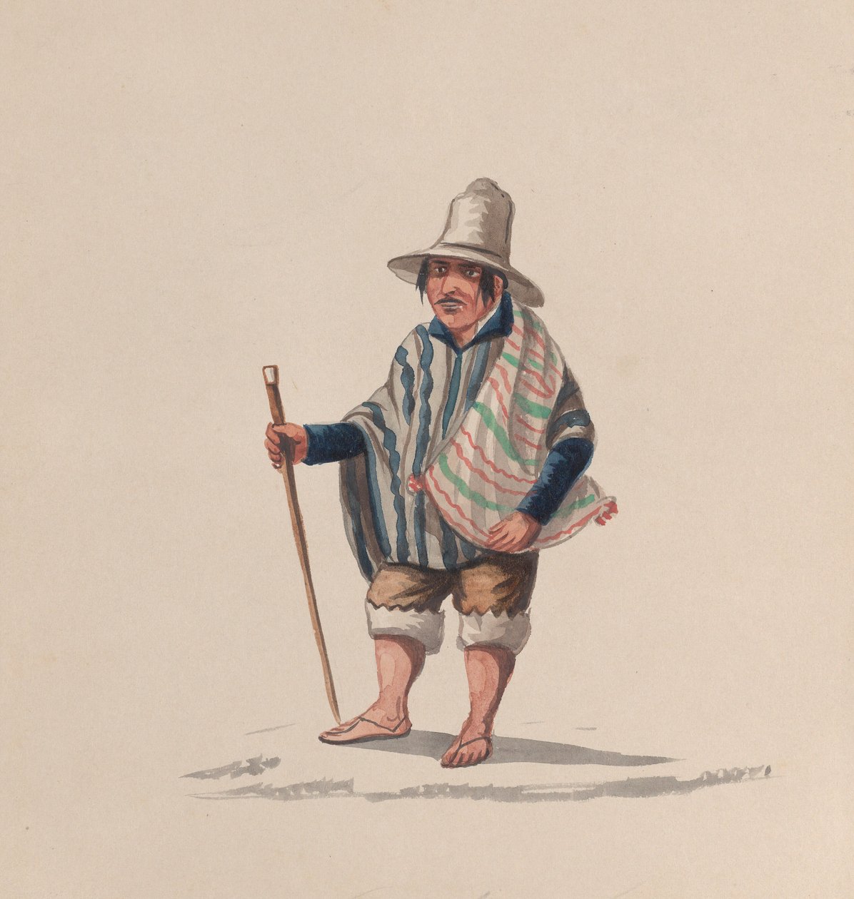 Un hombre peruano, de un grupo de dibujos que representan el traje peruano, ca. 1848 de Francisco