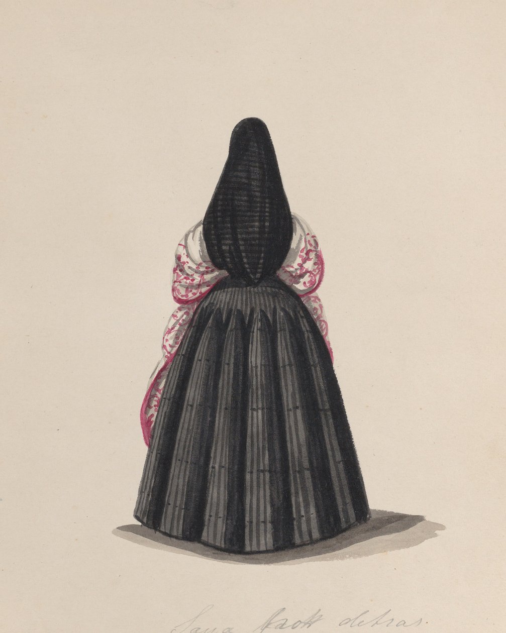 Una mujer con saya vista desde atrás, de un grupo de dibujos de Francisco