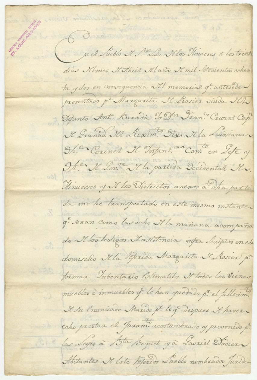 Inventario de Antoine Barada firmado por Fran. Cruzat, Josef Bexmes, Dodier, Becquet, y otros, abril de 1782 de Francisco Cruzat