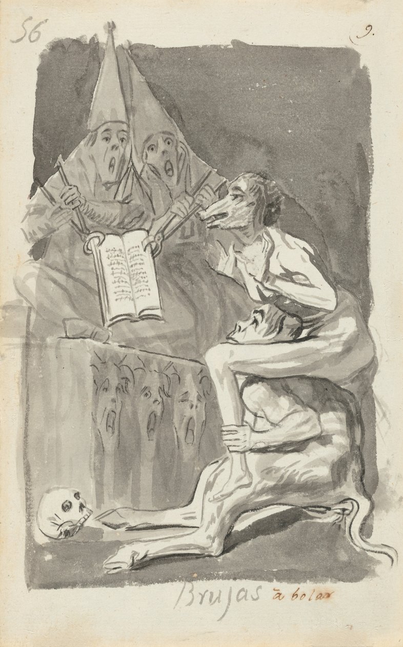 Brujas a volar (verso) de Francisco de Goya