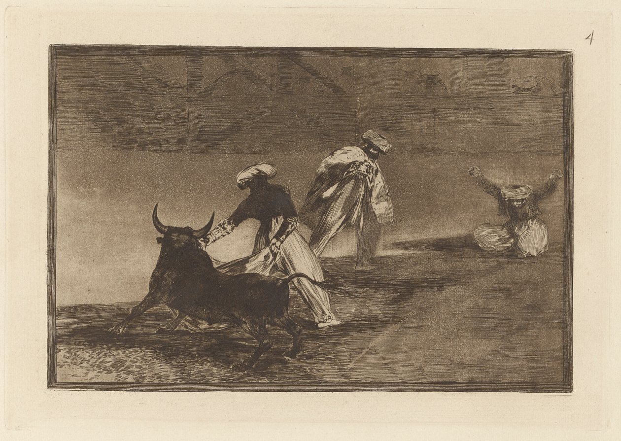 Capean otro encerrado, Lámina 4 de La tauromaquia de Francisco de Goya