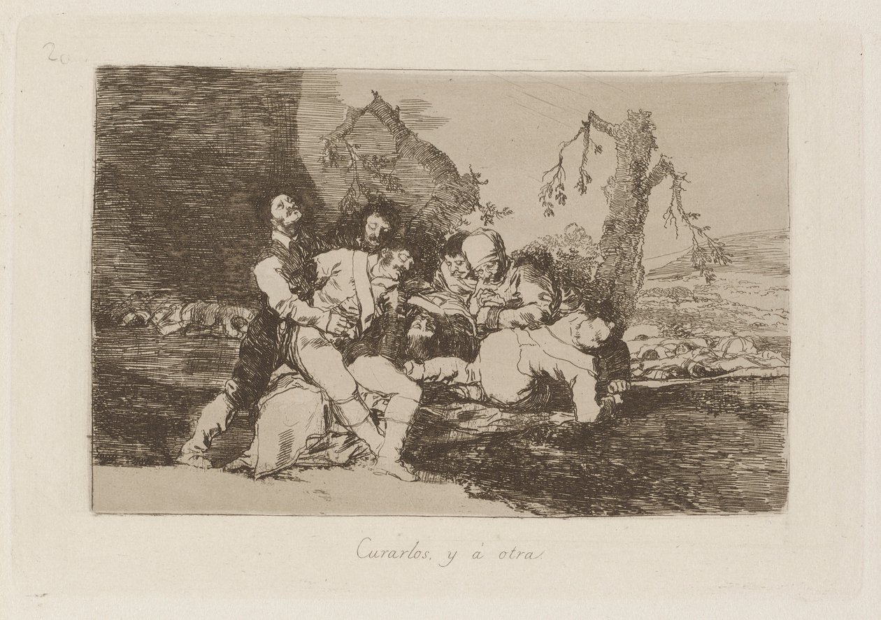 curarlos, y ? otro (Get Them Well, and On to the Next), lámina 20 de Los desastres de la guerra; de Francisco de Goya