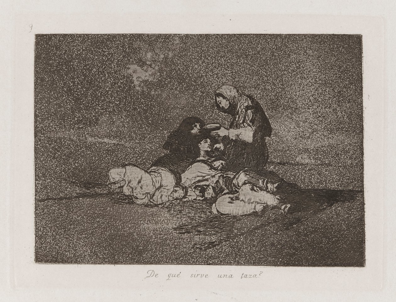De que? sirve una taza? (What Is the Use of a Cup?), Plate 59 from Los desastres de la guerra (The Disasters of War) de Francisco de Goya