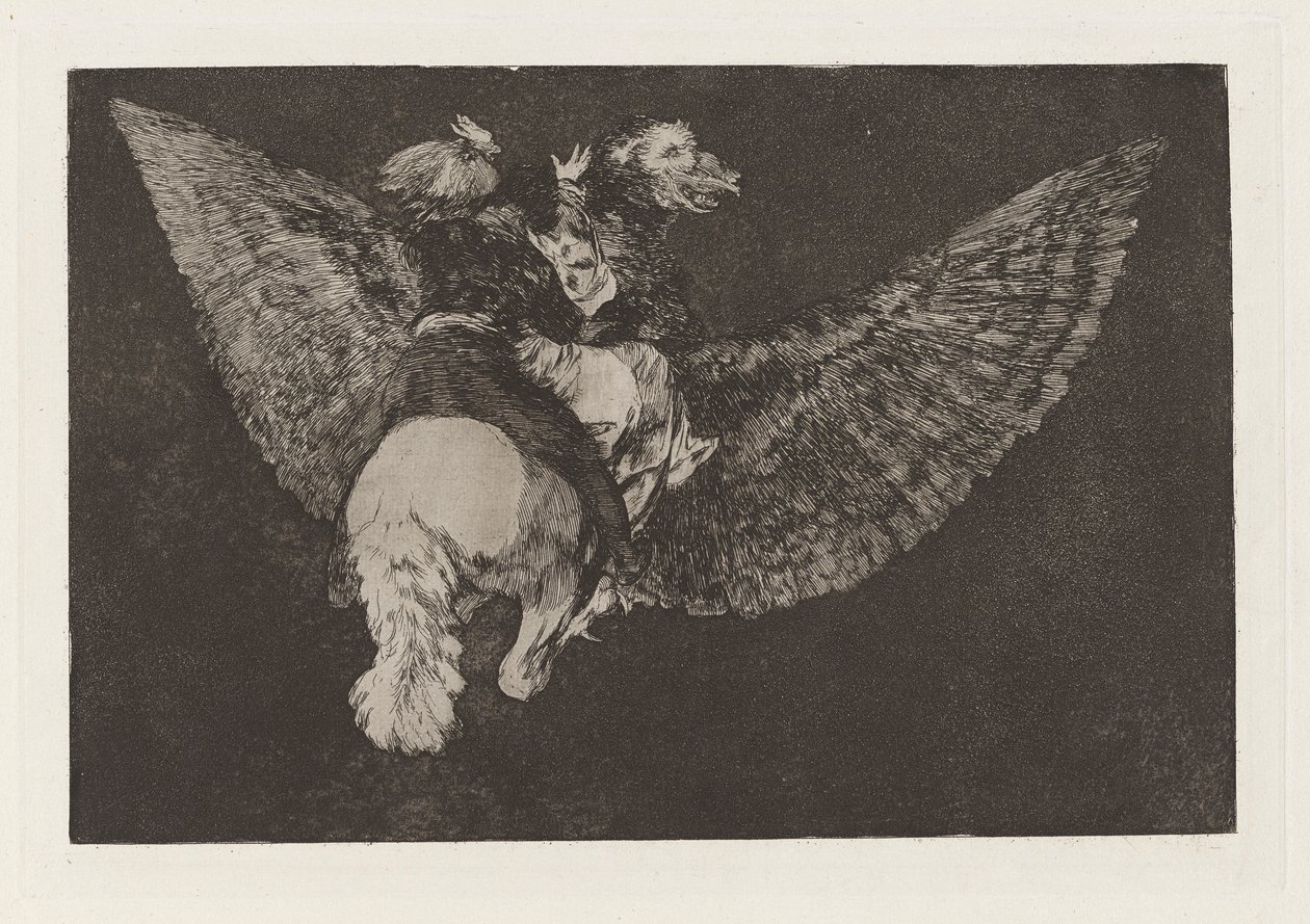 Disparate volante (Flying Folly), also known as Reniego al amigo que cubre con las alas y muerde con el pico (Renounce the Friend Who Covers You with his Wings and Bites You with his Beak), from the series Los disparates (Los proverbios) de Francisco de Goya