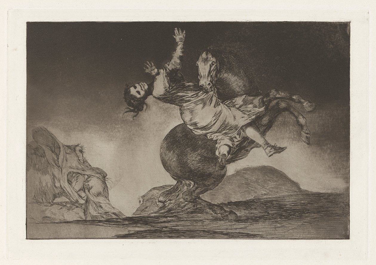 El caballo raptor (The Horse-Abductor), also known as La mujer y el potro, que los dome otro (A Woman and a Horse, Let Someone Else Master Them), from the series Los disparates (Los proverbios) de Francisco de Goya