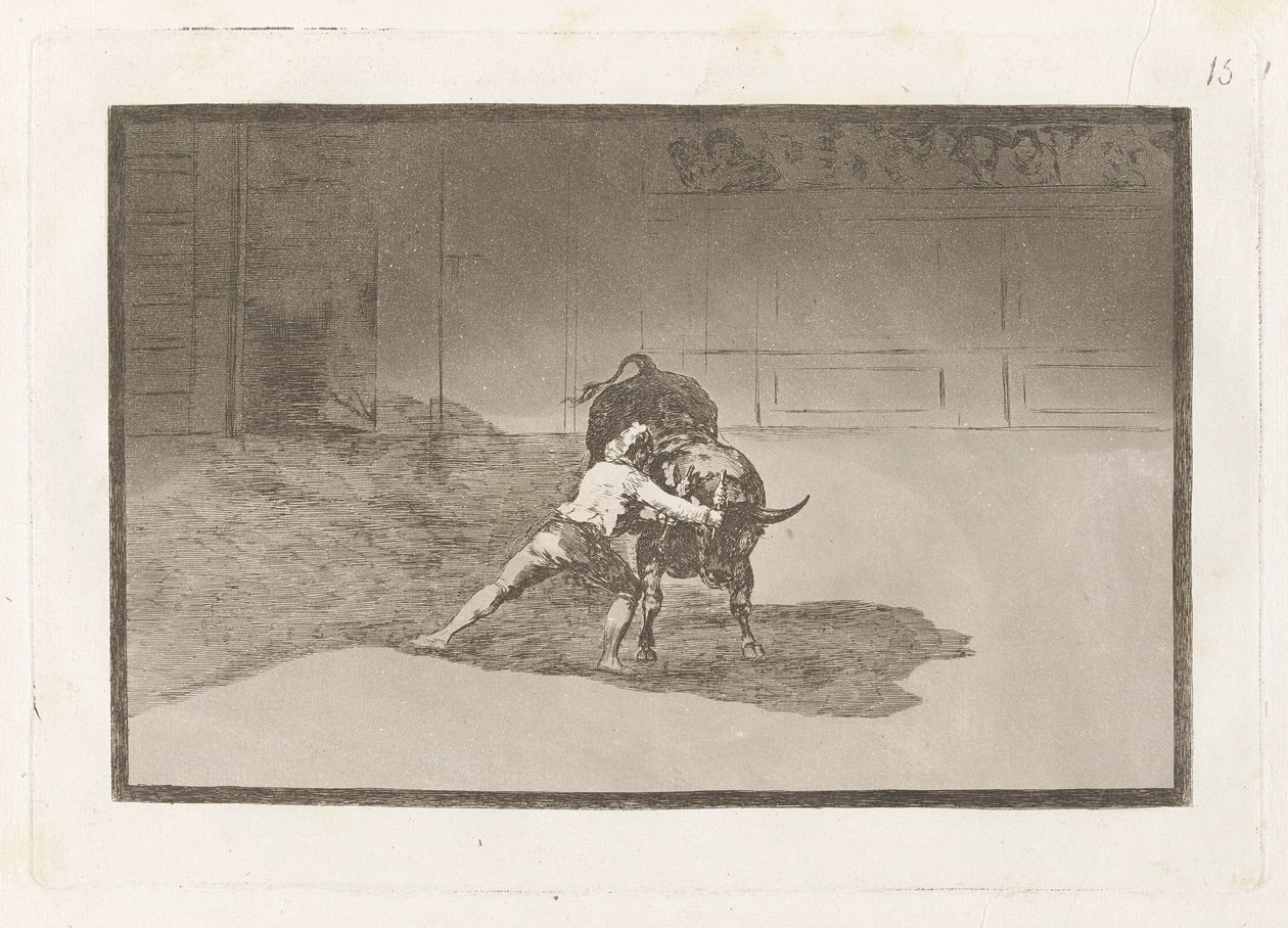 El famoso Martincho poniendo banderillas al quiebro (The Famous Martincho Places the Banderillas Playing the Bull with the Movement of his Body), Plate 15 from La tauromaquia de Francisco de Goya