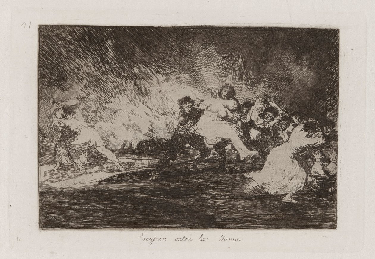 Escapan entre las llamas (They Escape through the Flames), Plate 41 from Los desastres de la guerra (The Disasters of War) de Francisco de Goya
