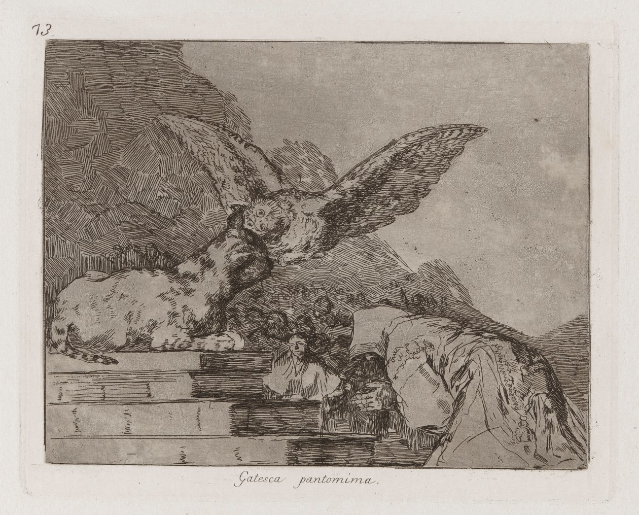 Gatesca pantomima (Feline Pantomime), Plate 73 from Los desastres de la guerra (The Disasters of War) de Francisco de Goya