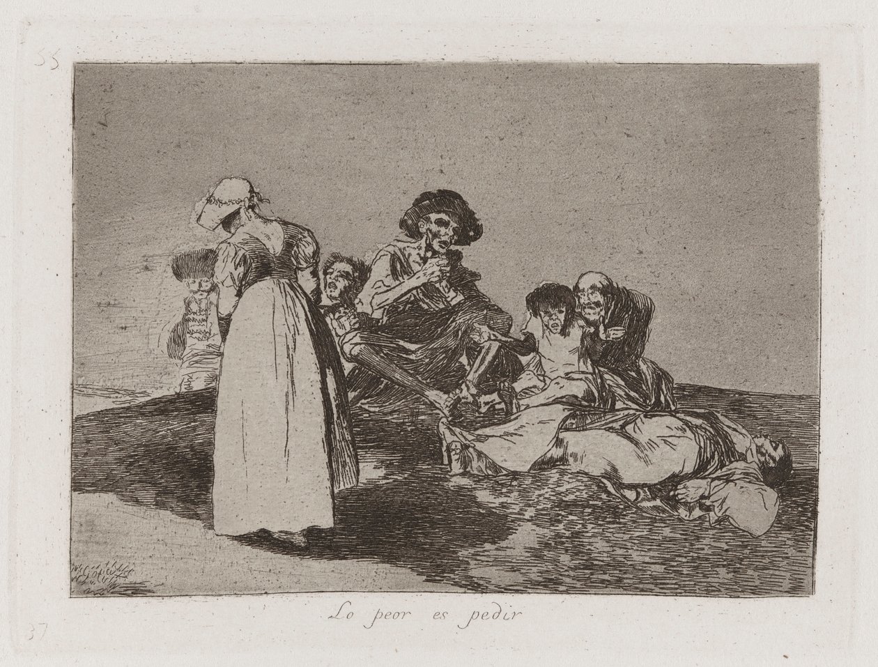 Lo peor es pedir (The Worst Is to Beg), Plate 55 from Los desastres de la guerra (The Disasters of War) de Francisco de Goya
