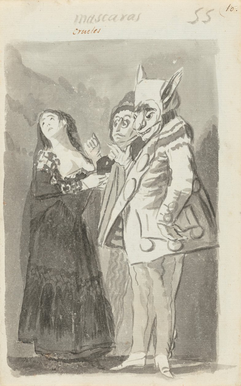 Máscaras Crueles [recto] de Francisco de Goya