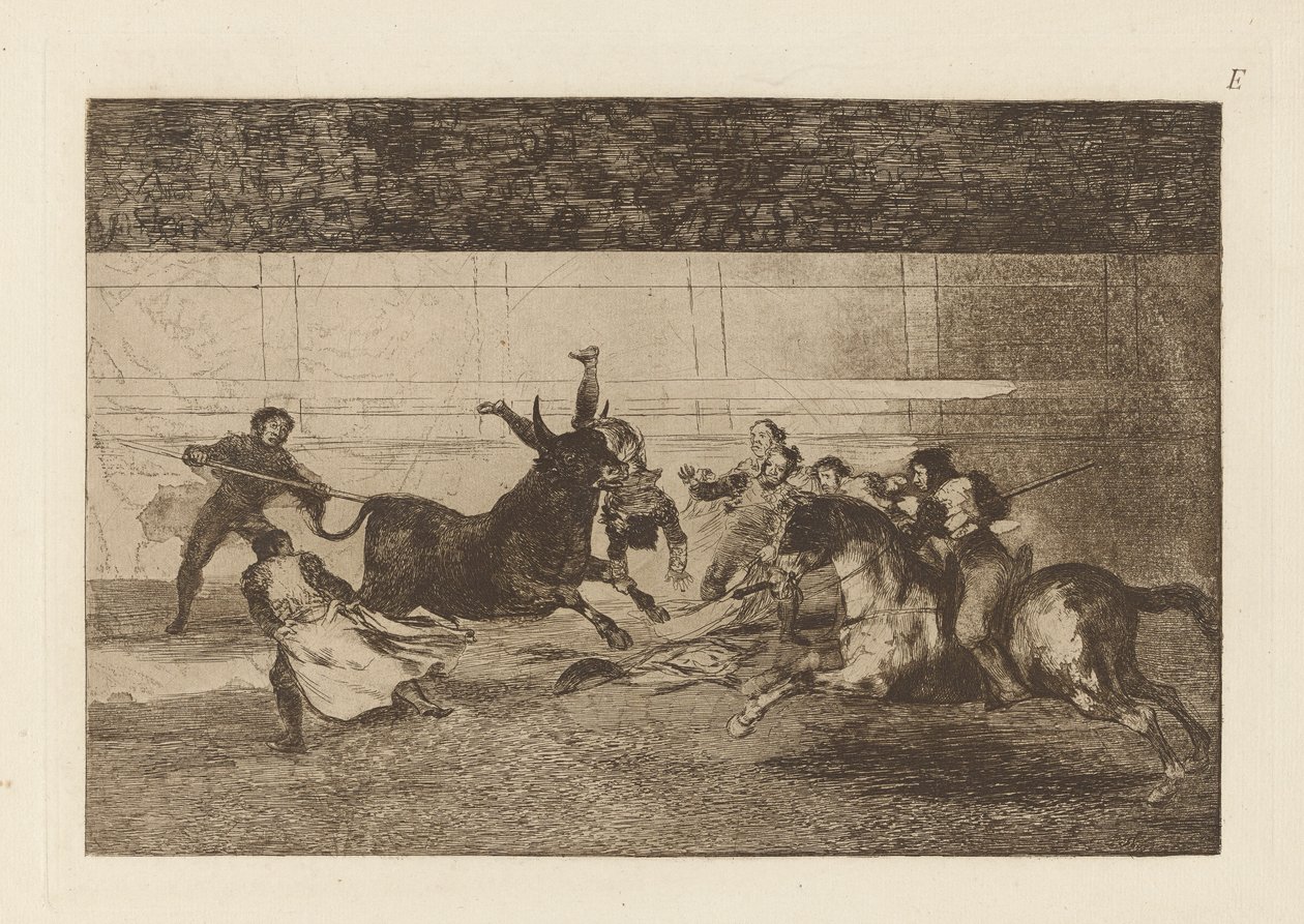 La Muerte de Pepe Illo (Muerte de Pepe Illo, 2ª Composición), Placa E de El Toro Maquia (3ª Edición) de Francisco de Goya