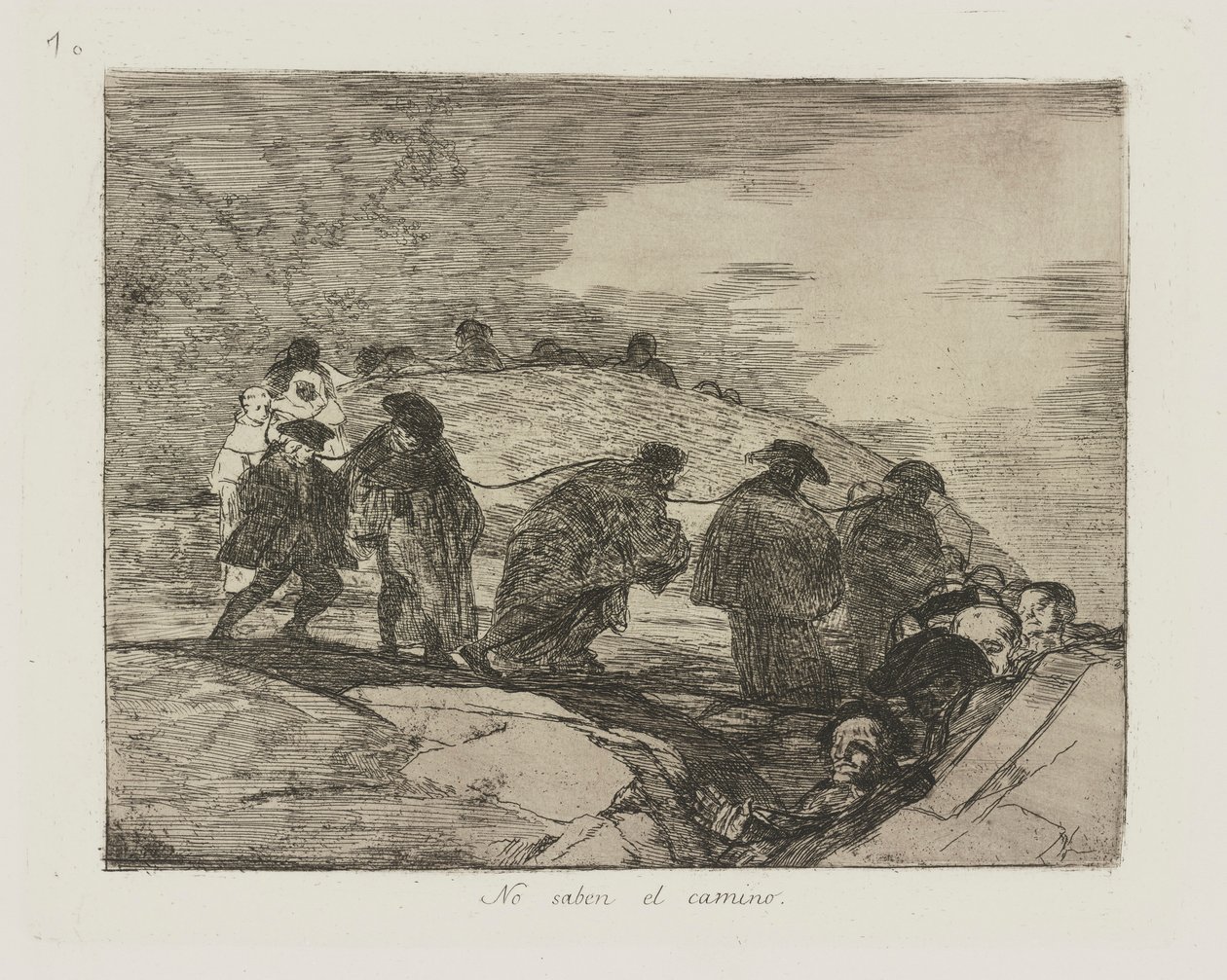 No saben el camino. (No conocen el camino.), pl. 70 de la serie Los desastres de la guerra (The Disasters of War) de Francisco de Goya