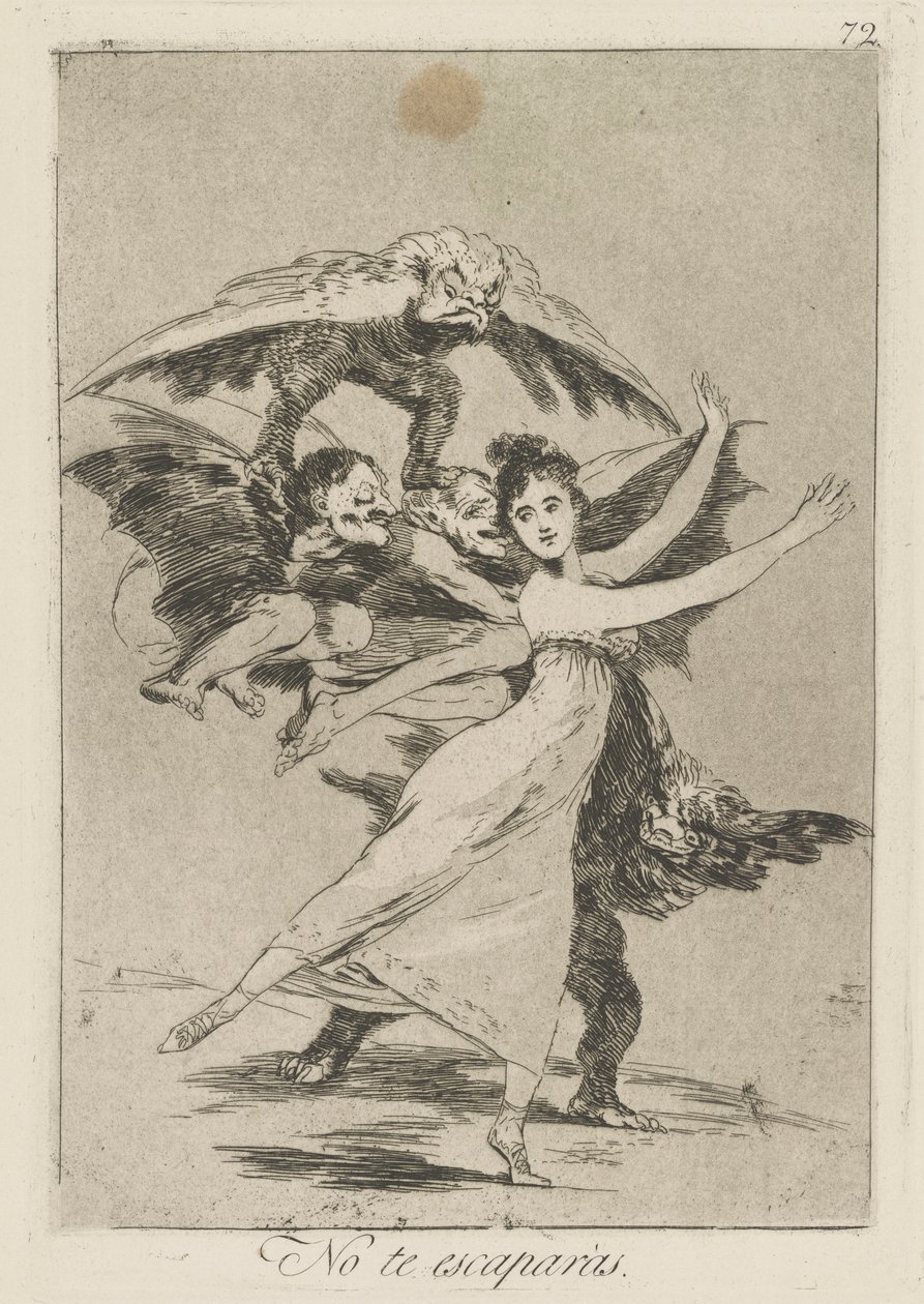 No te escapes. (No escaparás), pl. 72 de la serie Los caprichos de Francisco de Goya