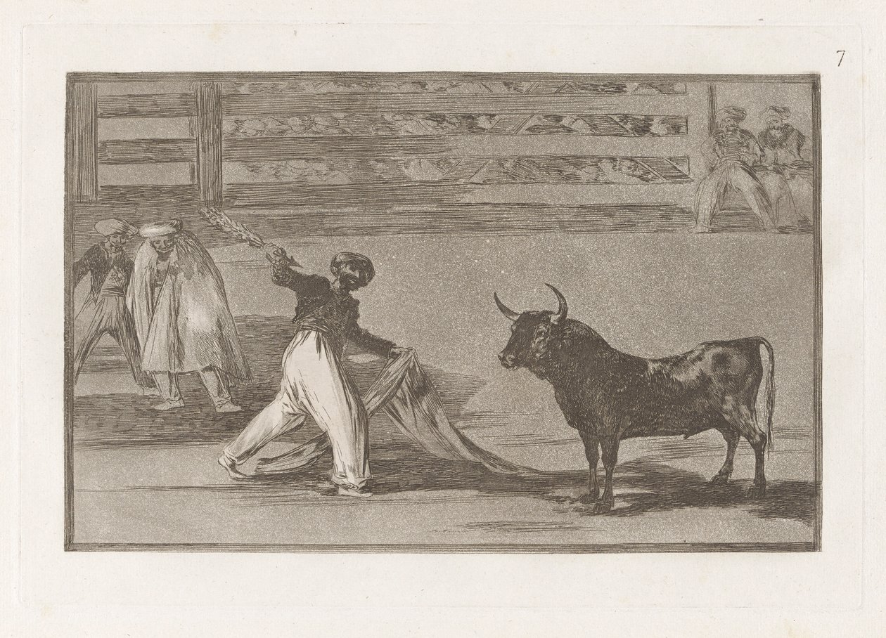 Origen de los arpones ? banderillas (Origin of the Harpoons or Banderillas), Plate 7 from La tauromaquia de Francisco de Goya