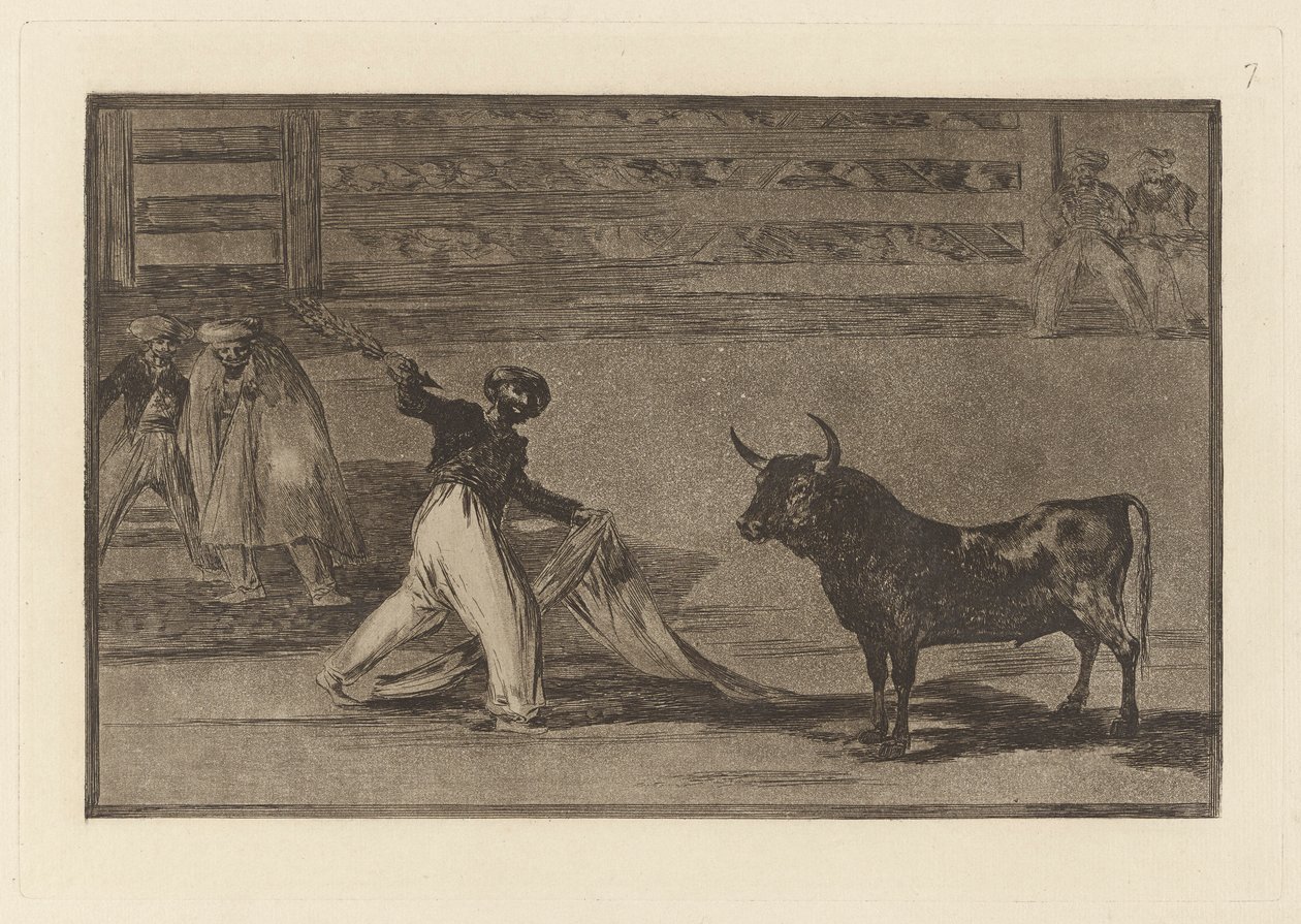 Origen de los arpones ? banderillas (Origin of the Harpoons or Banderillas), Plate 7 from La tauromaquia de Francisco de Goya