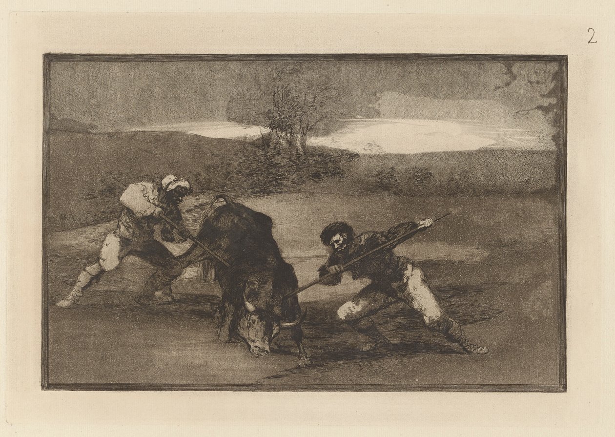 Otro modo de cazar ? pie (Another Way of Hunting on Foot), Plate 2 from La tauromaquia de Francisco de Goya