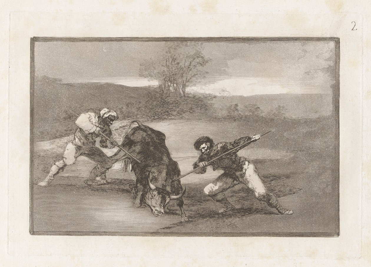 Otro modo de cazar ? pie (Another Way of Hunting on Foot), Plate 2 from La tauromaquia de Francisco de Goya