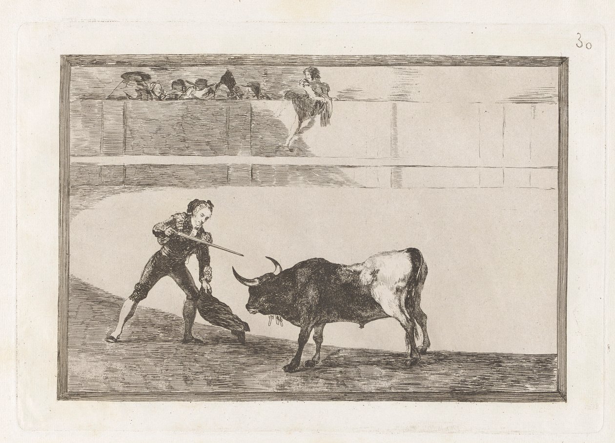 Pedro Romero matando ? toro parado (Pedro Romero Killing the Halted Bull), Plate 30 from La tauromaquia de Francisco de Goya
