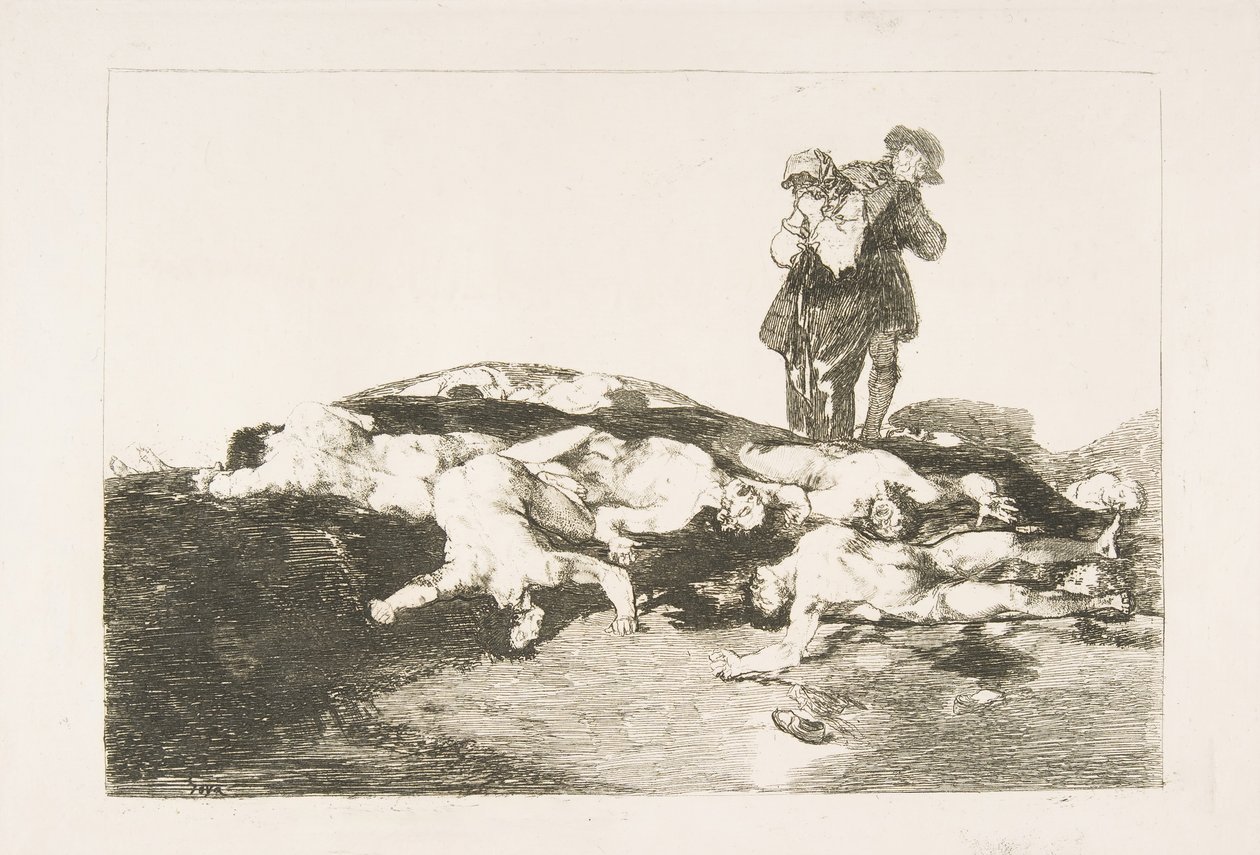 Placa 18 de Los Desastres de la Guerra: Enterrarlos y callar de Francisco de Goya