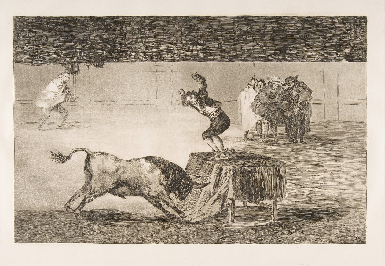 Tauromaquia, lámina 19: Otra locura suya en el mismo ruedo de Francisco de Goya