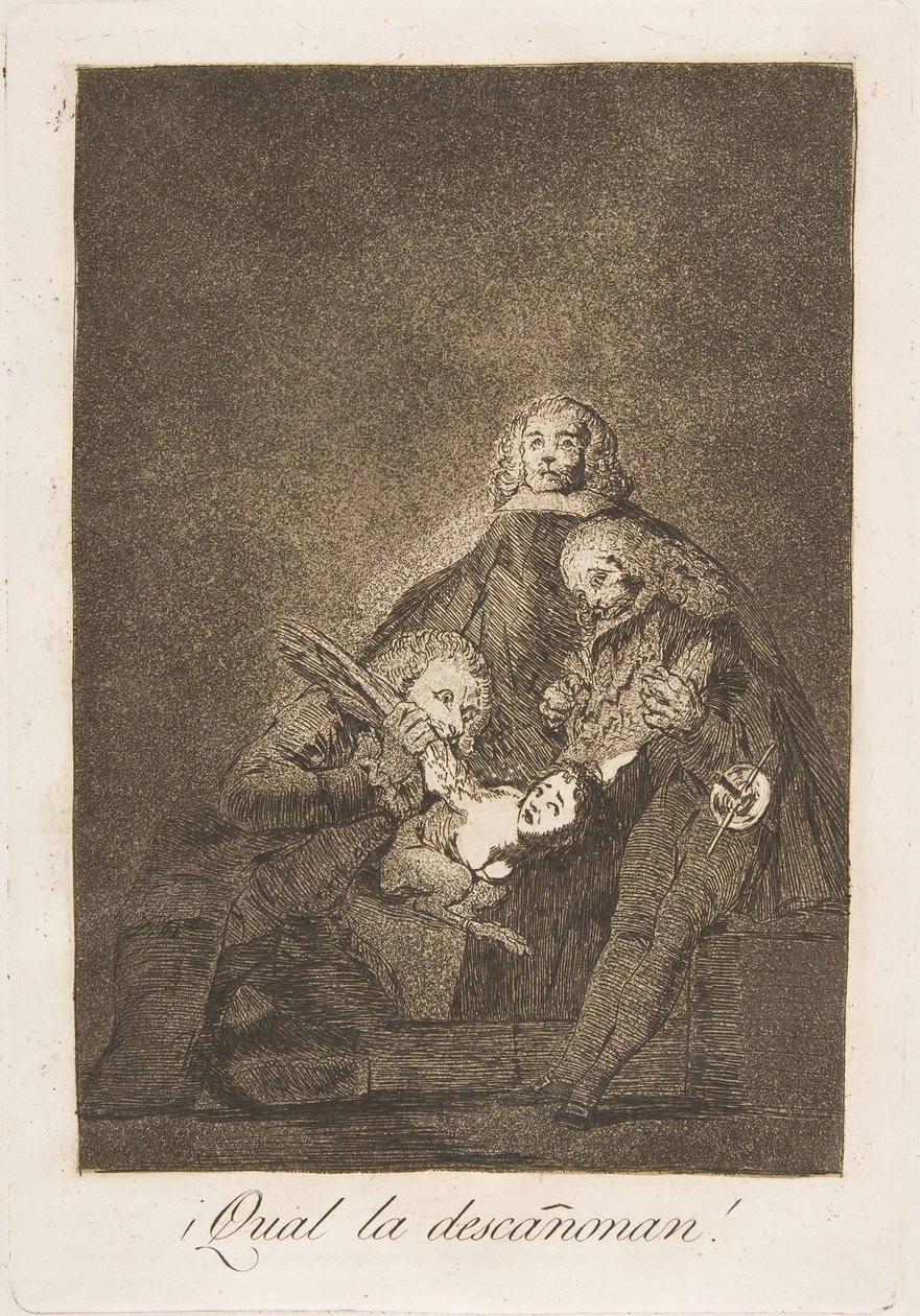 Placa 21 de Los Caprichos: ¡Cómo la despluman!, 1799 de Francisco de Goya